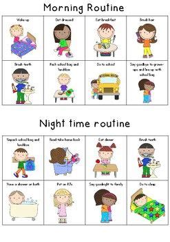 Morning and night time routines sheet