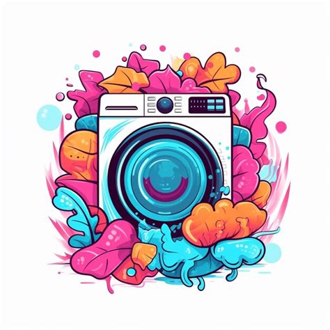 Premium AI Image | flat color clothes washing machine logo vector