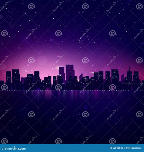 Night City Skyline stock vector. Illustration of company - 63590603
