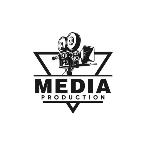 Media production logo design camera vector | Vetor Premium