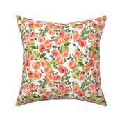Watercolor Peaches // Small // White - Fabric | Spoonflower