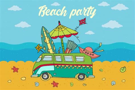 Beach Party Free Vector Illustration - GraphicSurf.com