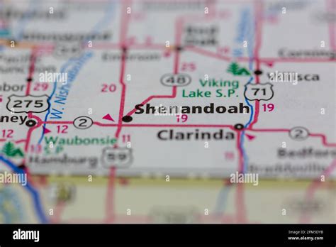 Shenandoah Iowa USA Shown on a Geography map or road map Stock Photo - Alamy