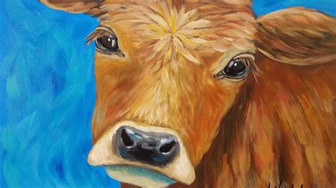 Cow Acrylic Painting Tutorial LIVE Beginner Step by Step Impressionist Lesson - YouTube