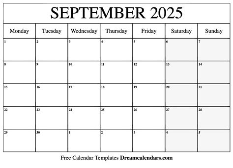 September 2025 Calendar - Free Printable with Holidays and Observances