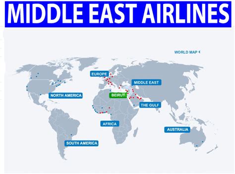 international flights: Middle East Airlines routes map