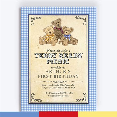 Teddy Bears' Picnic Kids Party Invitation