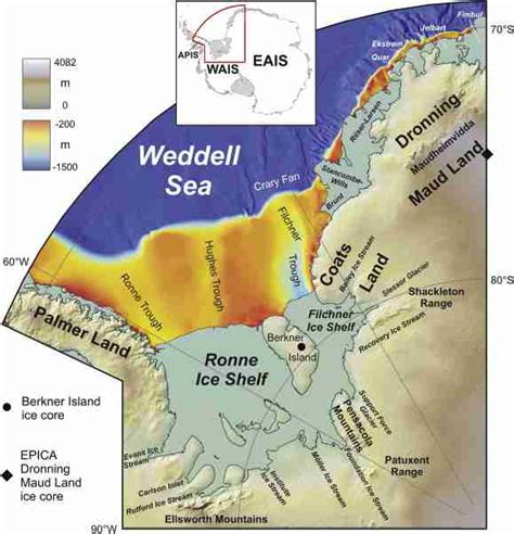 Overview map over the Weddell Sea sector with shelf bathymetry and... | Download Scientific Diagram