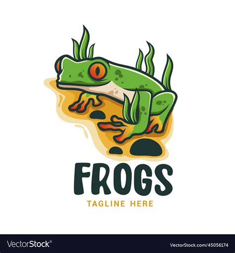 Green frog logo design Royalty Free Vector Image