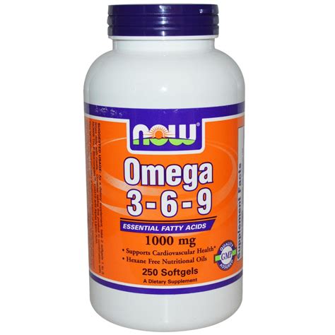 Omega 3-6-9 1000mg 250 SoftGels - Now Foods - supplement store ...