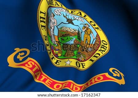 Rendering Of A Waving Flag Of The Us State Of Idaho With Accurate Colors And Design And A Fabric ...