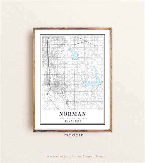 Norman Oklahoma map Norman OK map Norman city map Norman | Etsy