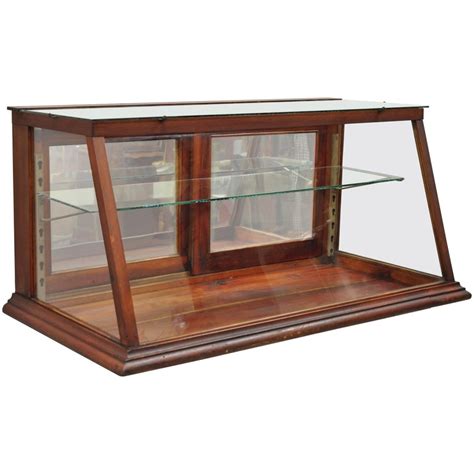 Antique Wood and Glass Angled Showcase Country Drug Store Counter Top Display Case at 1stDibs ...