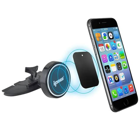 IPOW Car Mount CD Slot Magnetic Universal Phone Holder Cradle with Strong Magnet Round Head for ...