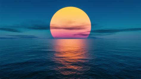 Sunset at the Ocean 4K wallpaper