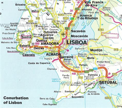 Lisbon Portugal Map | Conurbation of Lisbon Map | Lisbon map, Portugal ...