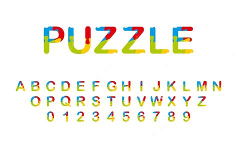 Premium Vector | Puzzle alphabet set and number