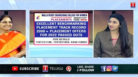 Study Guide : Career And Placement In Malla Reddy Engineering College | T News - YouTube