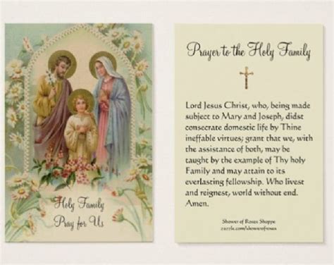 Beautiful Prayer to the Holy Family Prayer Cards with a vintage image ...