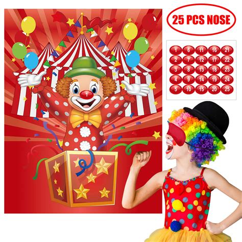 Buy Funnlot Party Games for Kids Birthday Circus Games Pin the Nose on ...