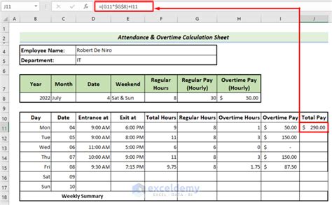 Attendance and Overtime Calculation Sheet in Excel - ExcelDemy