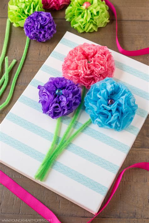 Tissue Paper Flower Bouquet Canvas | Paper flower tutorial, Tissue paper flowers, Paper flower ...