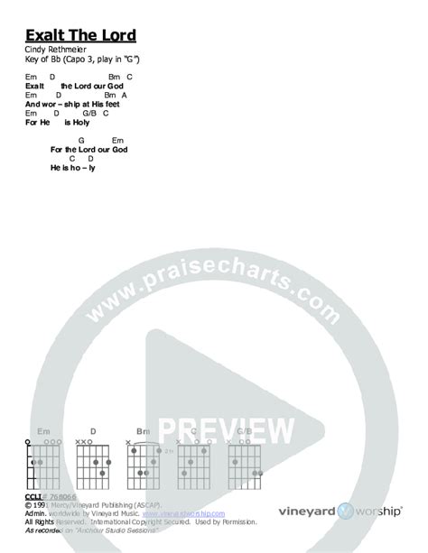 Exalt The Lord Chords PDF (Vineyard Worship) - PraiseCharts