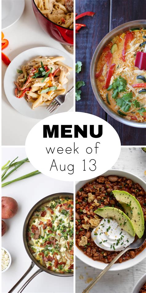 A Weekly August Dinner Menu (+ snacks) - Everyday Reading