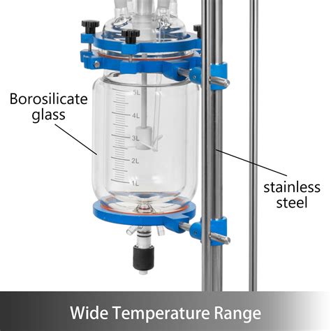 VEVOR Jacketed Reactor 5L Laboratory Glass Reactor, Jacketed Glass ...