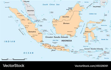 Map of the greater sunda islands asia Royalty Free Vector