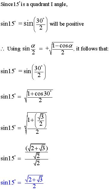 Trig Half-Angle Identities - math com help - Math.info