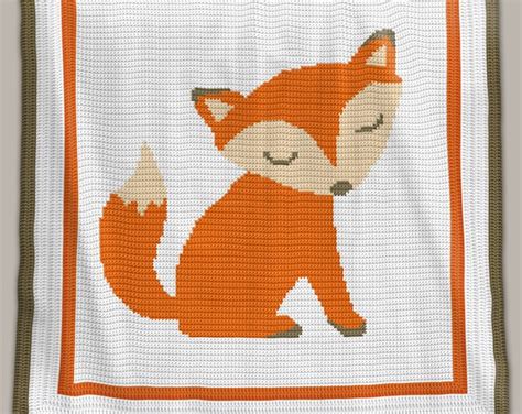 CROCHET Pattern Baby Blanket Fox Crochet Graph Fox - Etsy