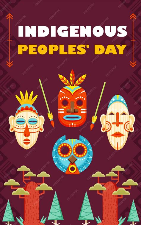 Premium Vector | Indigenous Peoples Day Masks of Indigenous People