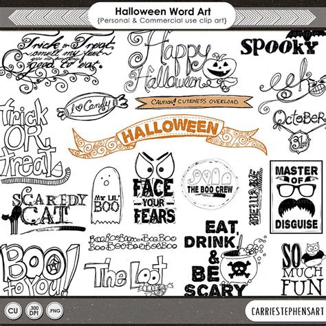 Halloween Word Art Quotes, Halloween Clip Art, Spooky Scrapbooking ...