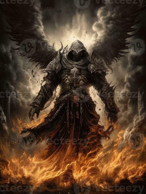 demon flying tyrael game tattoo epic dark fantasy illustration art ...