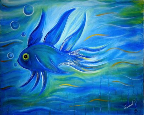 Blue Fish Painting at PaintingValley.com | Explore collection of Blue Fish Painting