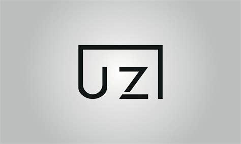 Letter UZ logo design. UZ logo with square shape in black colors vector free vector template ...