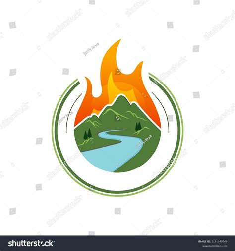 Illustration Mountain Fire Logo Template Design Stock Vector (Royalty ...