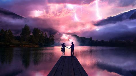 1920x1080 Electric Love Couple Holdings Hands At Pier Laptop Full HD 1080P ,HD 4k Wallpapers ...