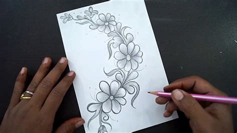 Easy Pencil Drawings Of Flowers Step By Step