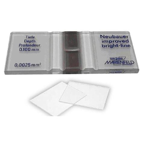 Neubauer Haemocytometer Cell Counting Chamber improved Bright-Line, comes with two cover slips-each