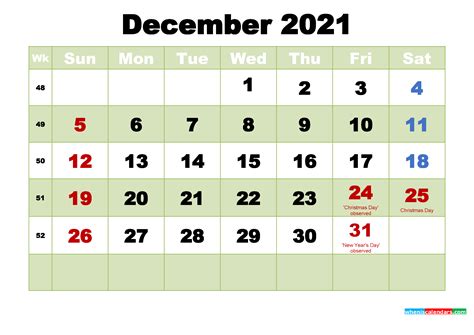 free december 2021 printable calendar template word pdf – Calendar Template 2022