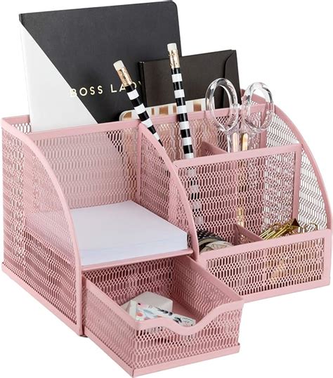 Amazon.com: BLU MONACO Light Pink Desk Organizer - Cute and Girly Pink ...