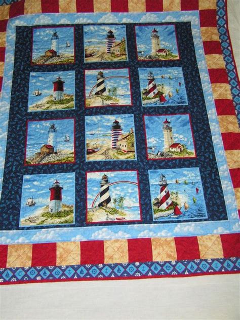 Lighthouse Quilt 55" x 65" | Nautical quilt, Quilts, Panel quilt patterns