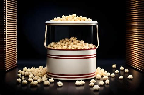 Premium Photo | Popcorn in a bucket on a black background.