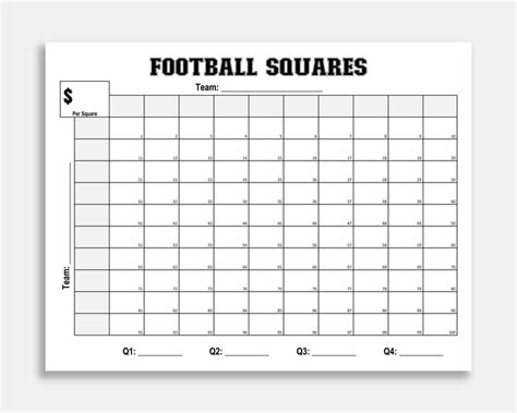 Printable Football Squares. Football Fundraiser. Football - Etsy | Football squares, Football ...