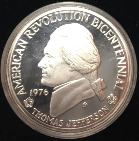 Sold at Auction: 1976 American Revolution Bicentennial - Thomas Jefferson - Silver Medal