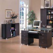 Clear Glass Top & Espresso Base Modern Home Office Desk