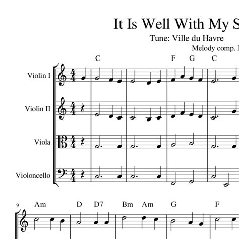 Ville de Havre / It Is Well With My Soul - harmony sheet music - string quartet, trio or duet ...