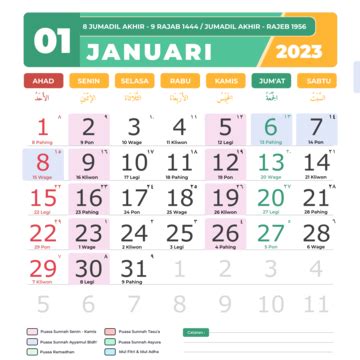 Hijri Calendar 2023 January, Calendar, 2023, Hijriyah PNG and Vector with Transparent Background ...